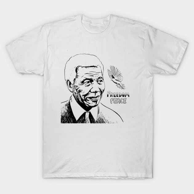 Nelson Mandela Freedom Peace T-Shirt by Suva